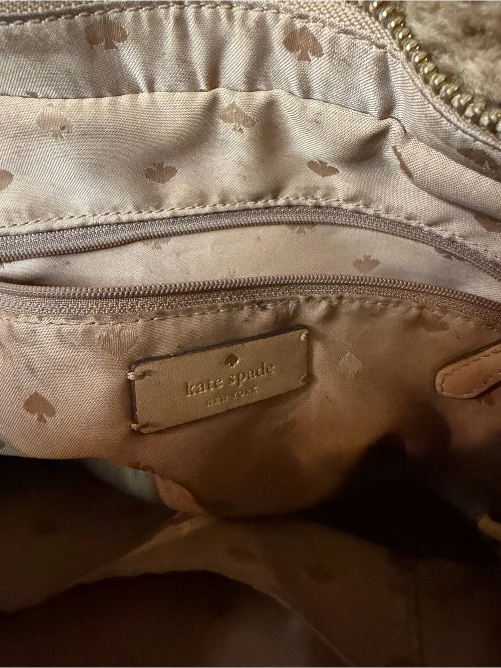 kate spade Brown Faux Fur Tote with Embossed Logo